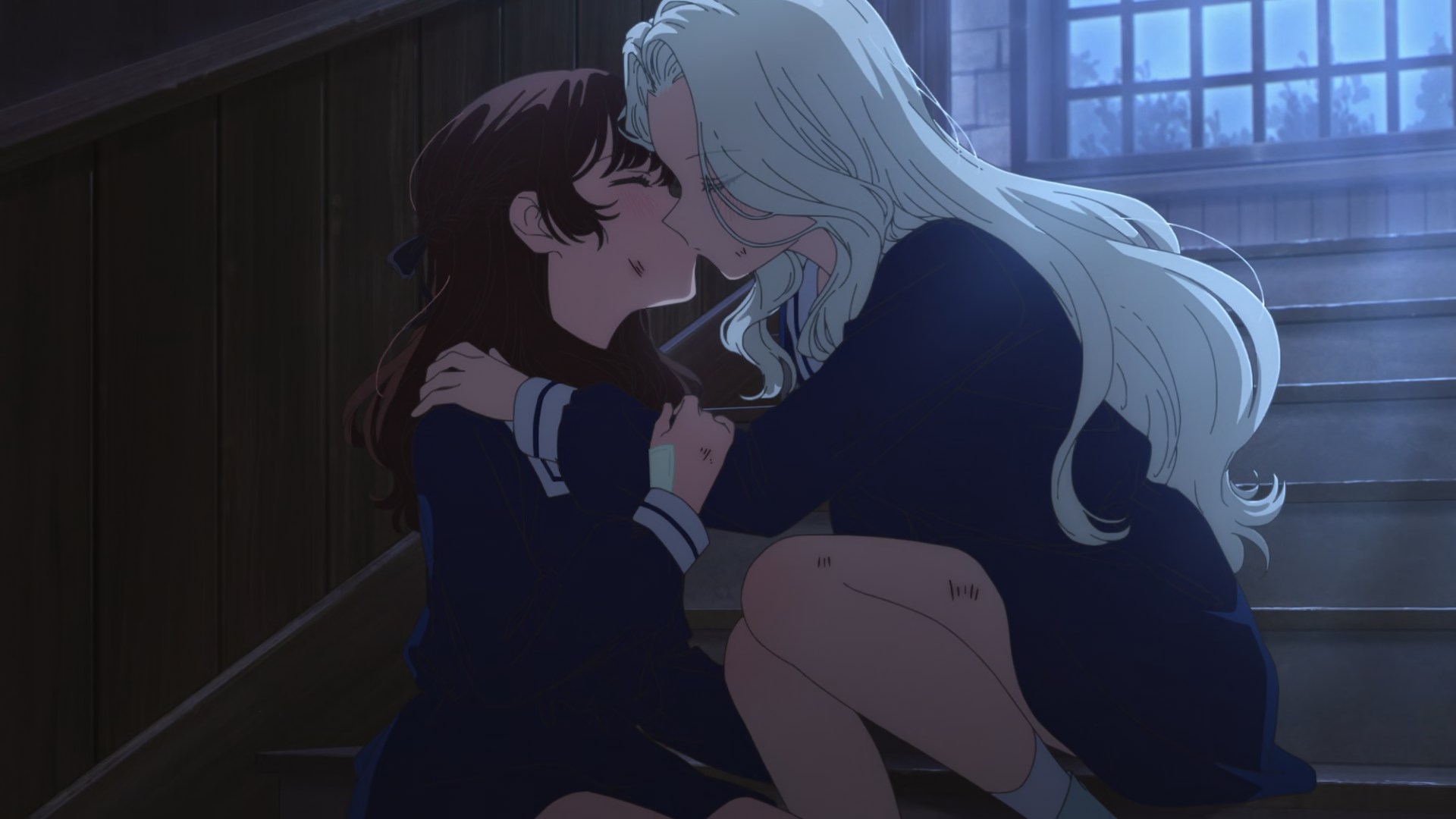 Two girls swapppign magical energy. With tongue.